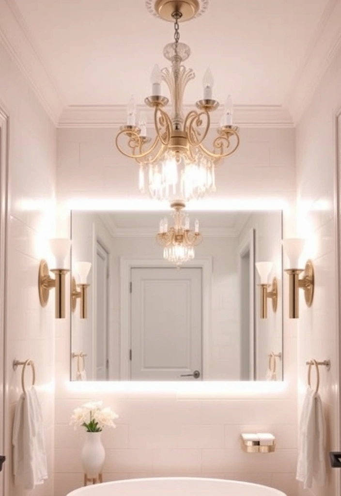 21 Stunning White Bathroom Ideas That Will Make You Want to Renovate NOW! - 9. Elegant Lighting Fixtures