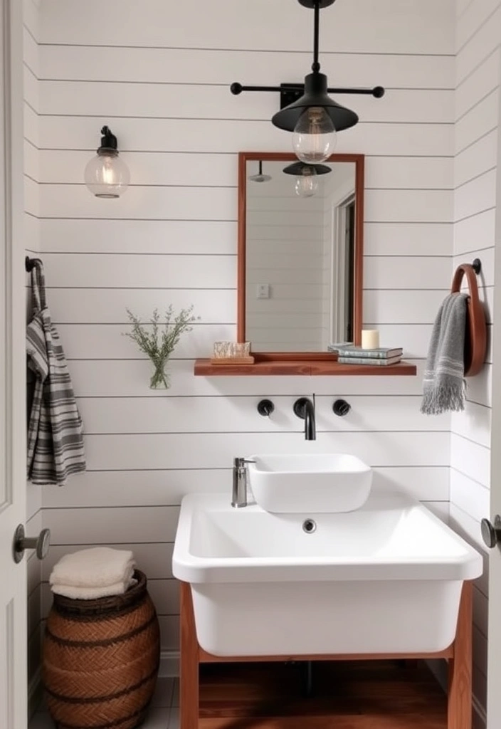 21 Stunning White Bathroom Ideas That Will Make You Want to Renovate NOW! - 7. Modern Farmhouse Charm