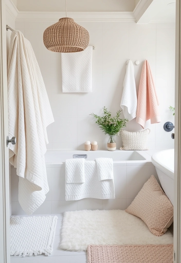 21 Stunning White Bathroom Ideas That Will Make You Want to Renovate NOW! - 15. Lavish Textiles