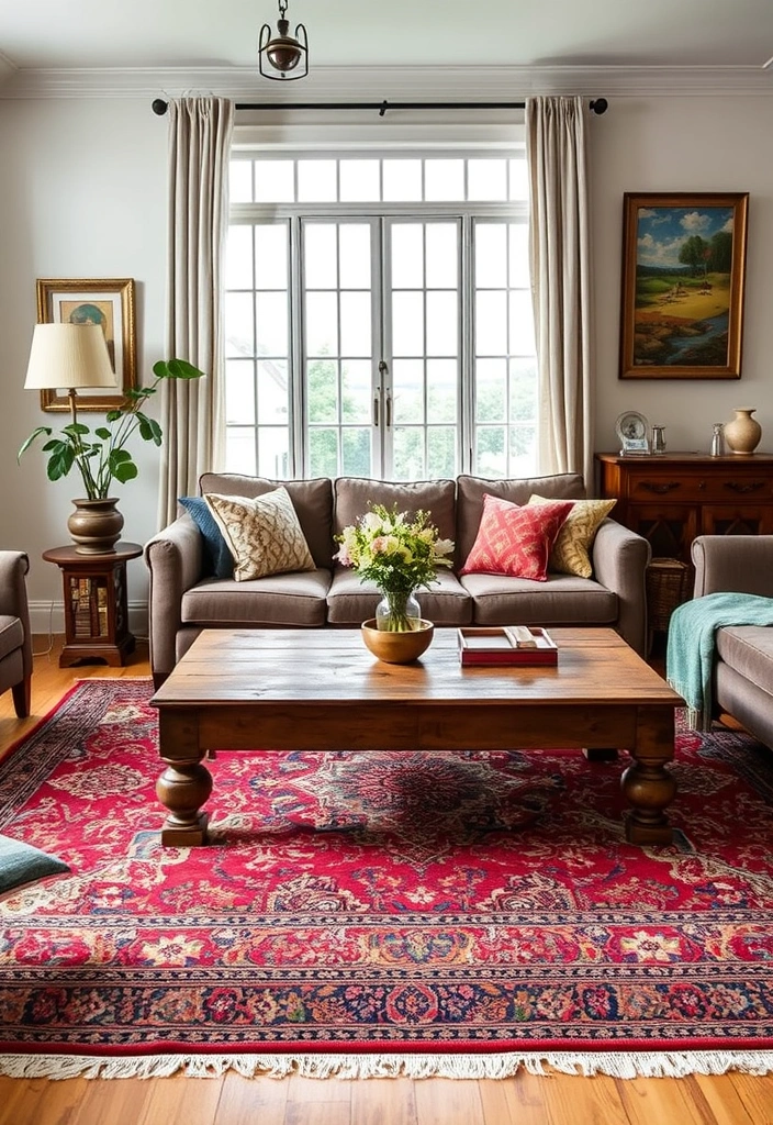 21 Traditional Living Room Ideas That'll Make You Feel Right at Home (You Won't Believe #15!) - 12. Vintage Rugs for Character