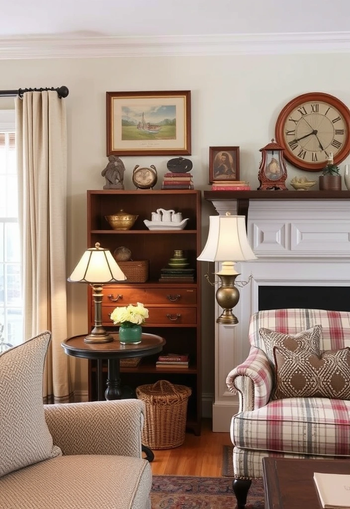 21 Traditional Living Room Ideas That'll Make You Feel Right at Home (You Won't Believe #15!) - 17. Incorporating Vintage Accents