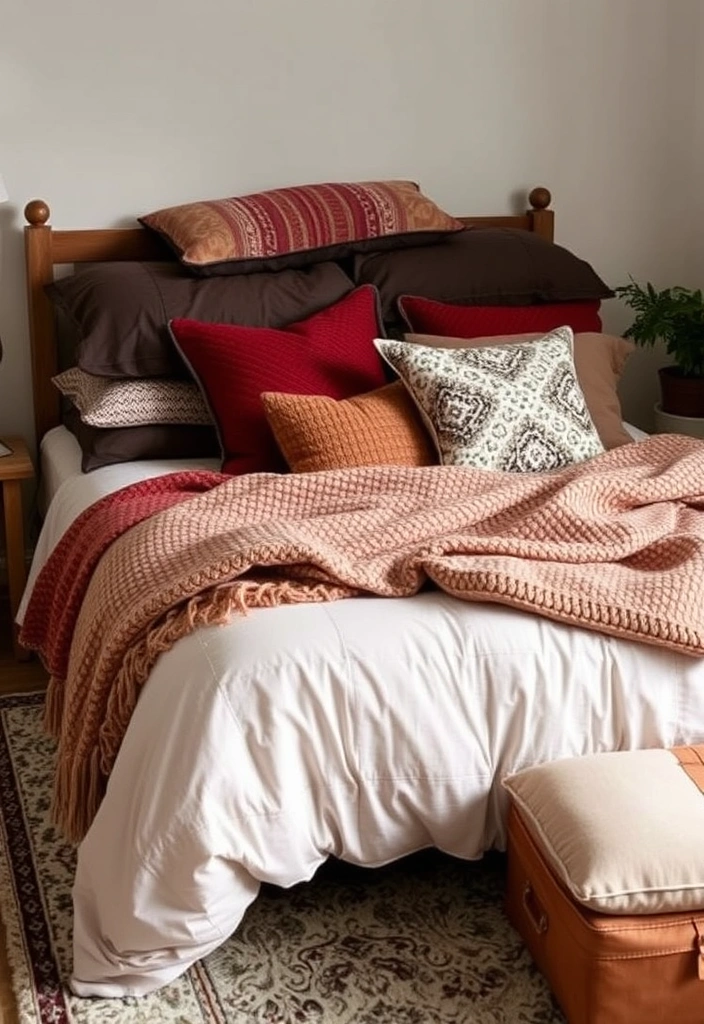 21 Cozy Bedroom Ideas That'll Make You Feel Like You're Sleeping on a Cloud! - 8. Warm Textiles