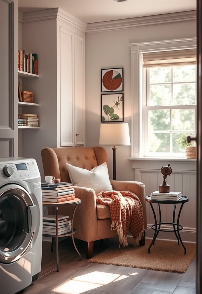 21 Laundry Room Makeover Ideas That Will Make You Want to Do Laundry! - 13. Cozy Reading Nook