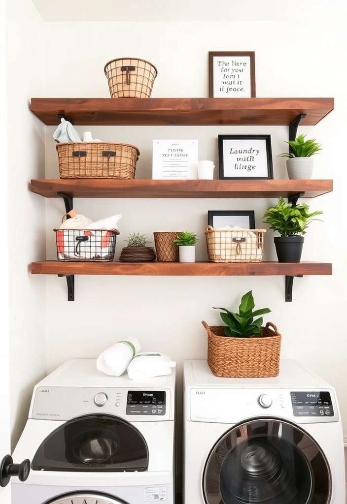 21 Laundry Room Makeover Ideas That Will Make You Want to Do Laundry! - 2. Functional Floating Shelves