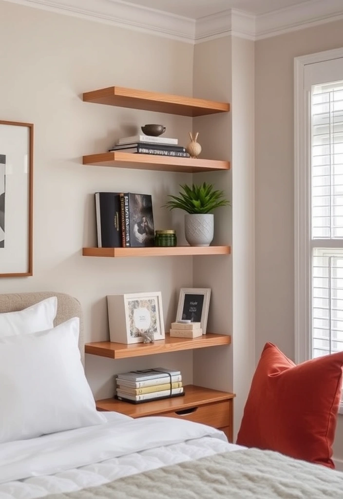 21 Guest Bedroom Ideas That Will Make Your Visitors Never Want to Leave! - 13. Open Shelving for Personal Items