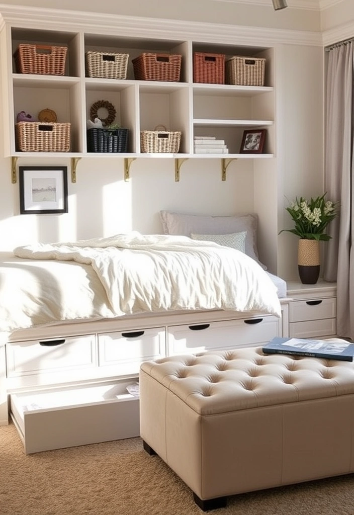 21 Cozy Bedroom Ideas That'll Make You Feel Like You're Sleeping on a Cloud! - 9. Smart Storage Solutions