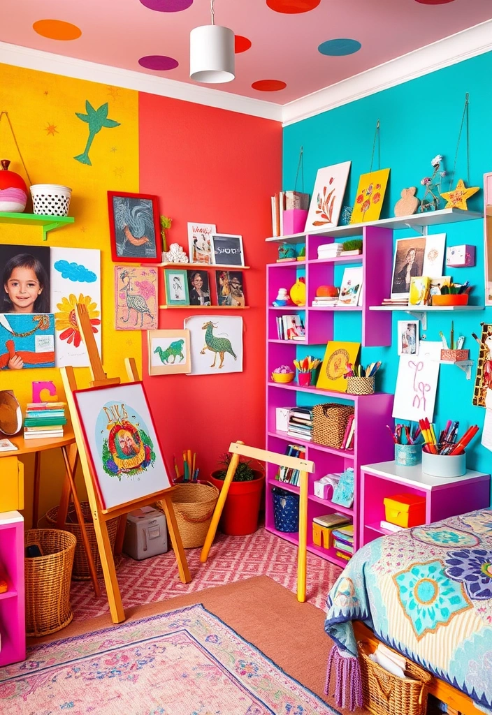 21 Stunning Girls Bedroom Decor Ideas That'll Make You Say 'I Want That!' - 7. Artistic Wonderland