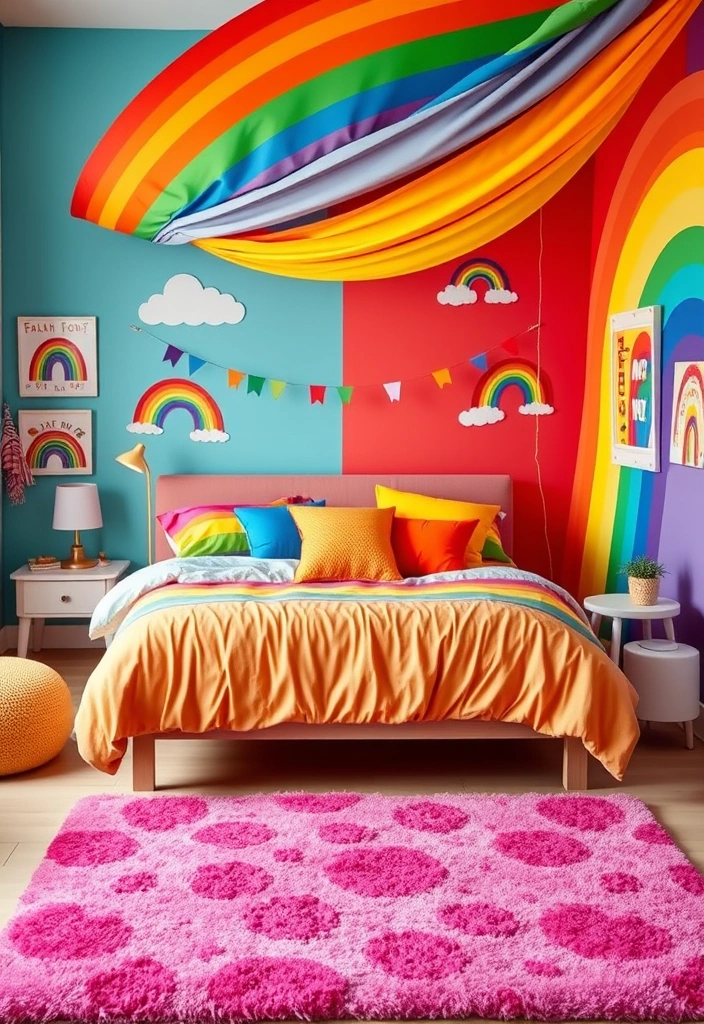21 Stunning Girls Bedroom Decor Ideas That'll Make You Say 'I Want That!' - 4. Colorful Rainbow Retreat