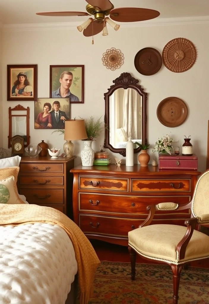 21 Cozy Bedroom Ideas That'll Make You Feel Like You're Sleeping on a Cloud! - 13. Vintage Accents