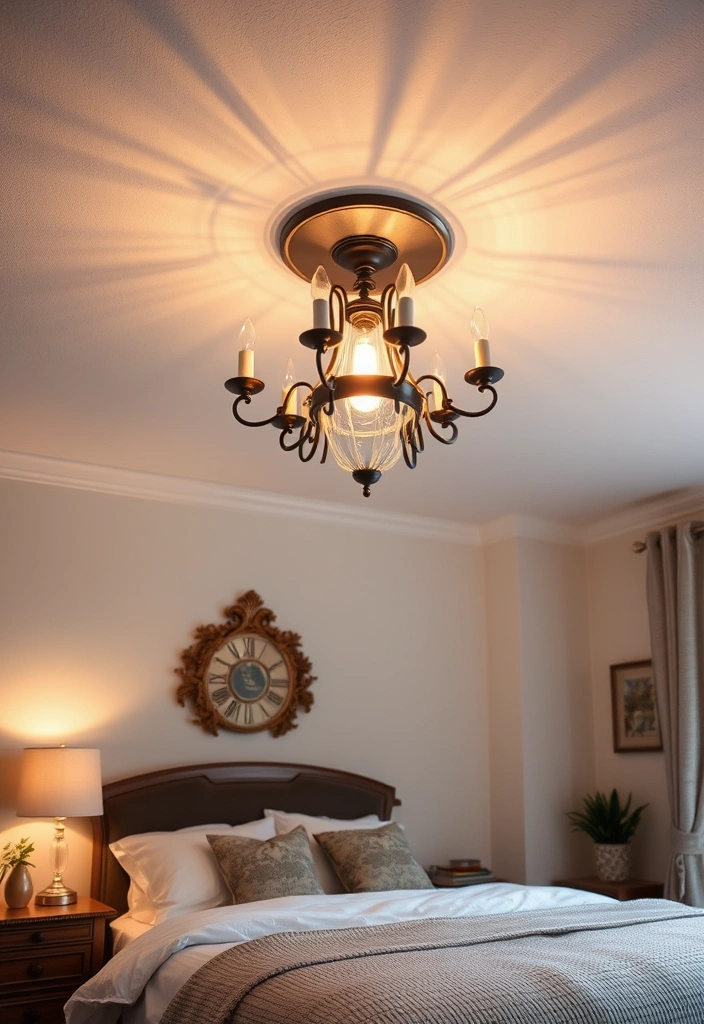 21 Cozy Bedroom Ideas That'll Make You Feel Like You're Sleeping on a Cloud! - 17. Unique Ceiling Fixtures
