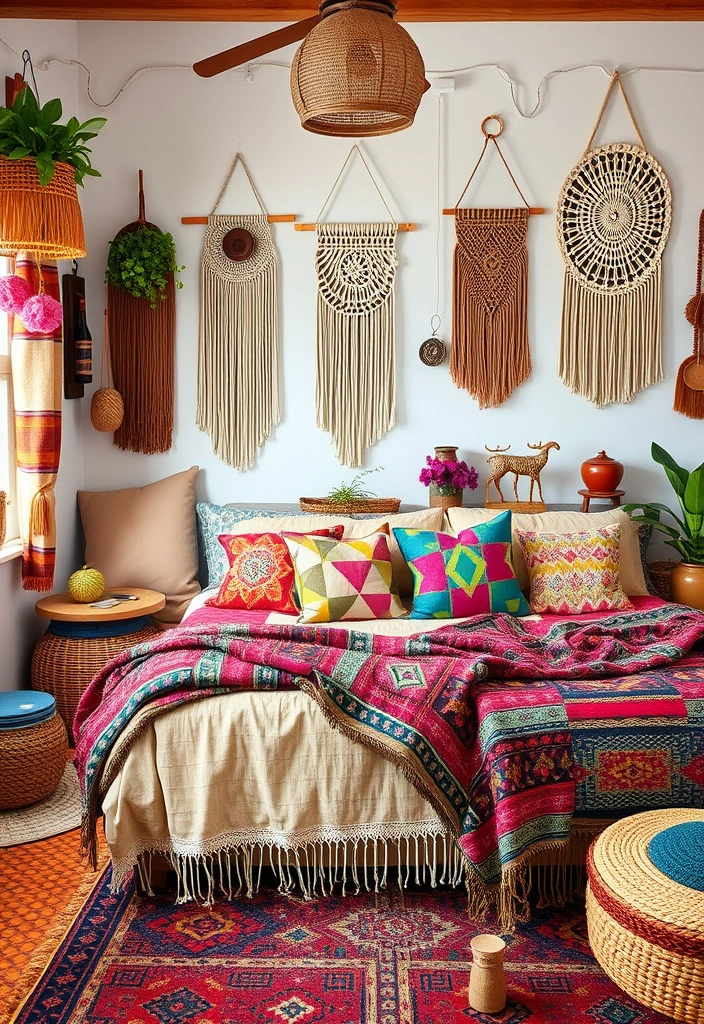 21 Cozy Bedroom Decor Ideas That'll Make You Want to Snuggle In! - 13. Bohemian Touches