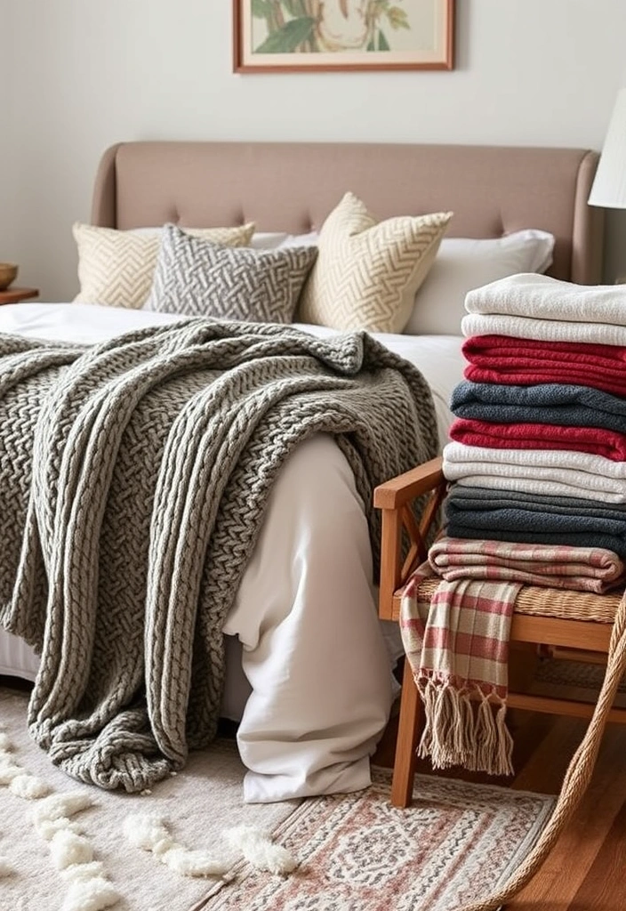 21 Cozy Bedroom Ideas You Need to See (Your Dream Space Awaits!) - 19. Cozy Throws and Blankets