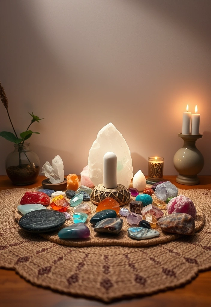 21 Meditation Room Ideas That'll Transform Your Space into a Zen Oasis! - 17. Incorporate Healing Crystals